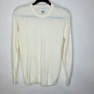 Casual Corner Cream Sweater Cable Knit Sz Medium Romantic Minimalism